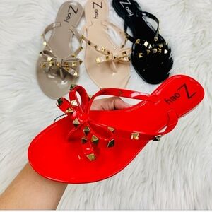 Women's  Black Sandals with Gold Accents